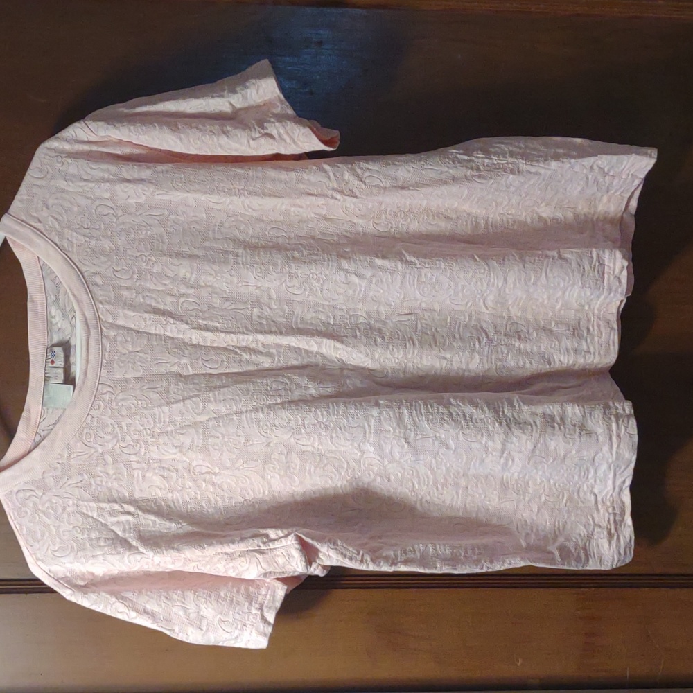 Vintage french navy sheer lace t-shirt USA made sz LG '90s Y2K bellyshirt pink